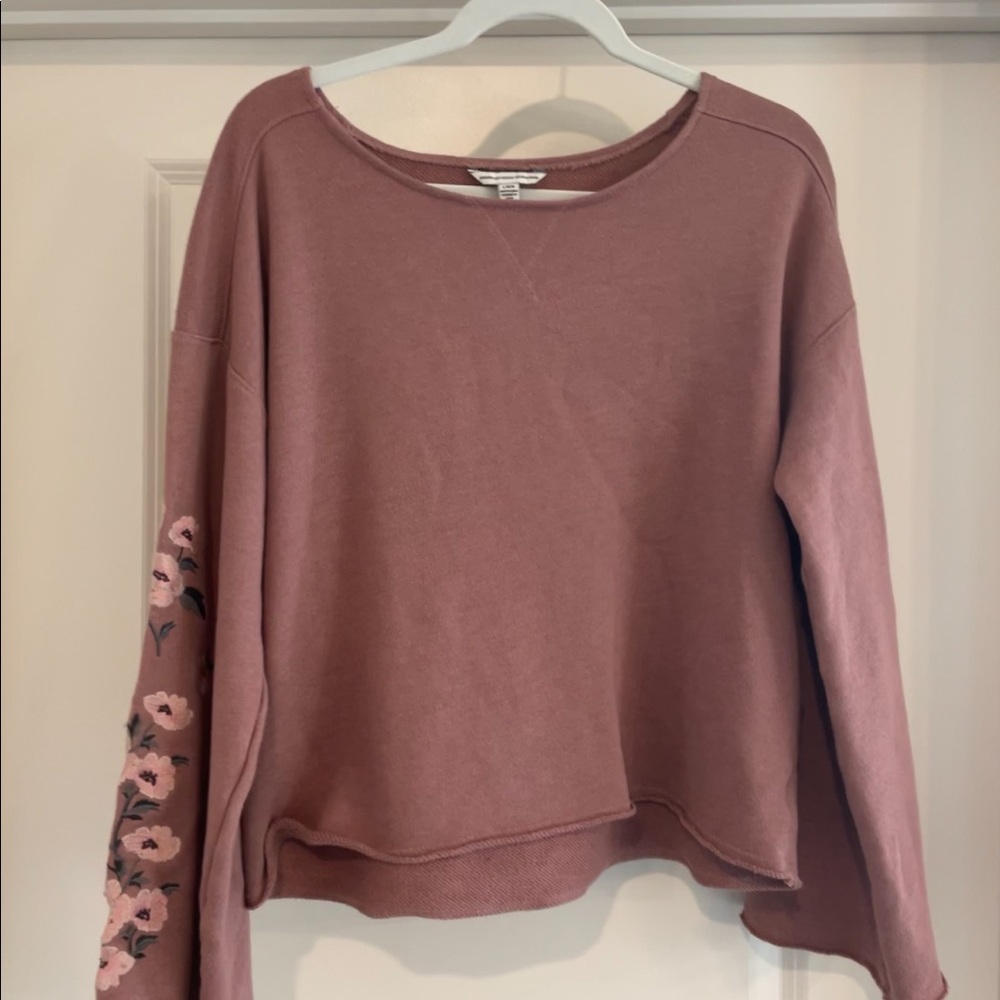 AE Cropped sweater with embroidered sleeves